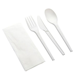 Set de cubiertos: tenedor + cuchillo + servilleta